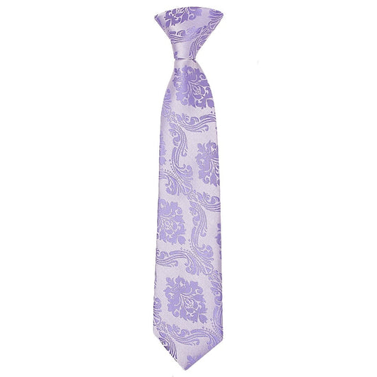 Pre Tied Lilac Paisley Boys Tie And Pocket Square Set Age 4 7 2