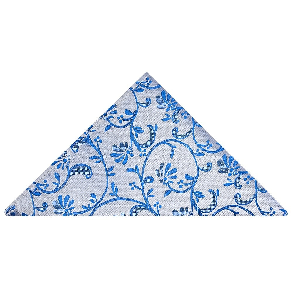 Pre Tied Royal Blue Floral Boys Bow Tie And Pocket Square Set Age 4 7 4