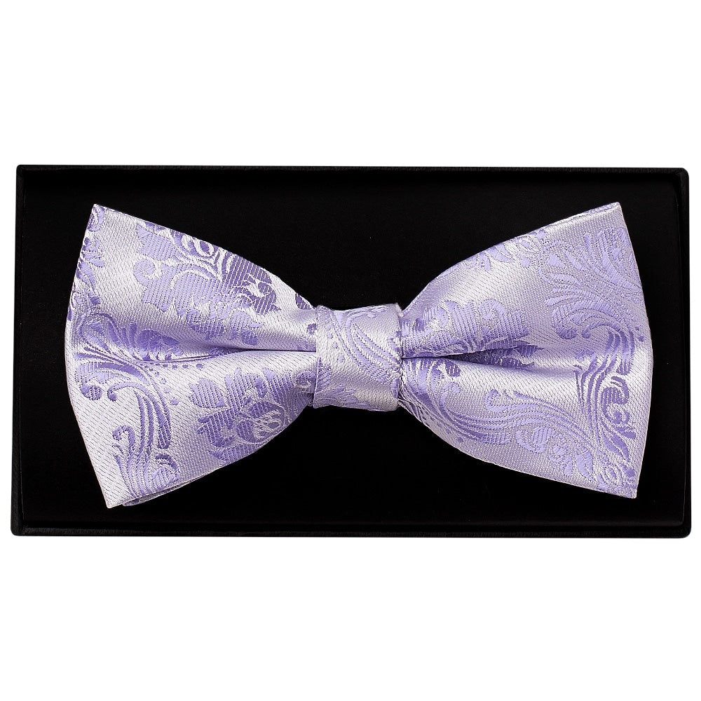 Lilac Paisley Handmade Mens Bow Tie And Pocket Square Set 2