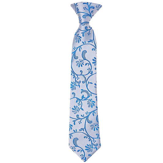 Pre Tied Royal Blue Floral Boys Tie Age 4 7 1