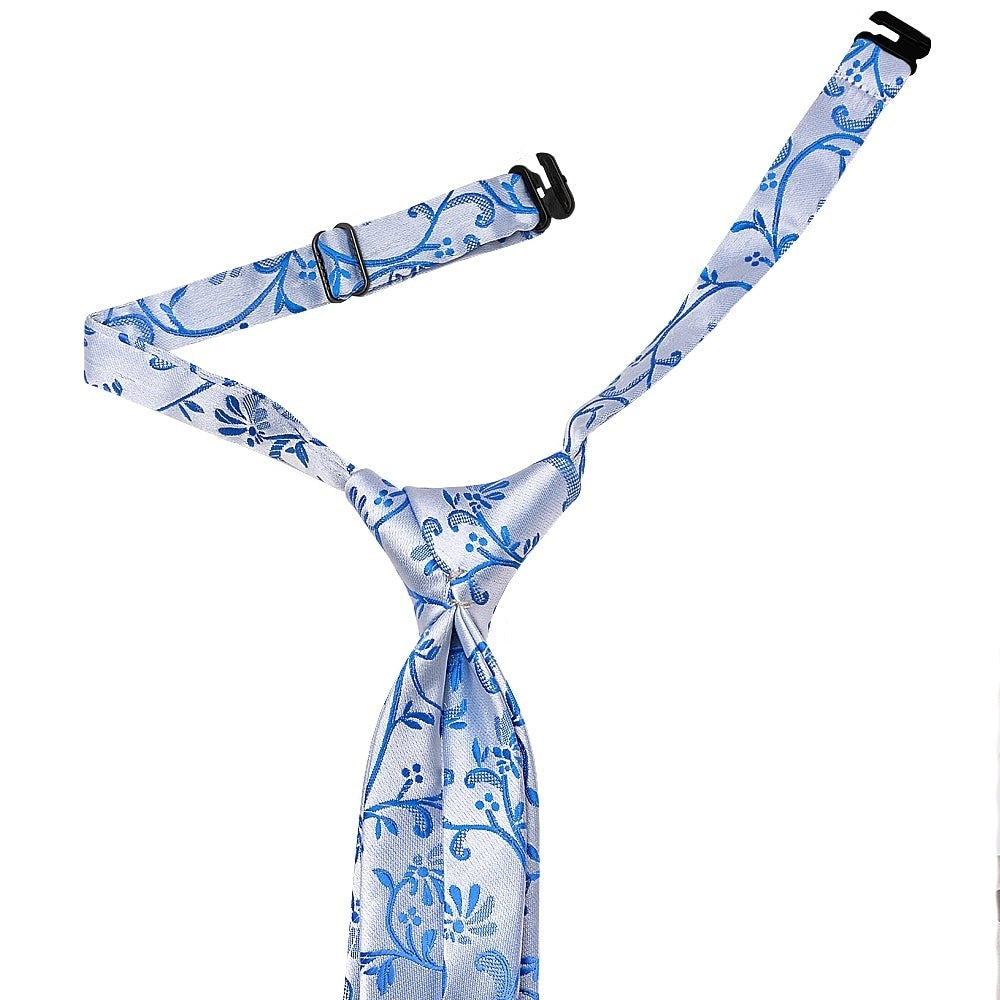 Pre Tied Royal Blue Floral Boys Tie And Pocket Square Set Age 4 7 3