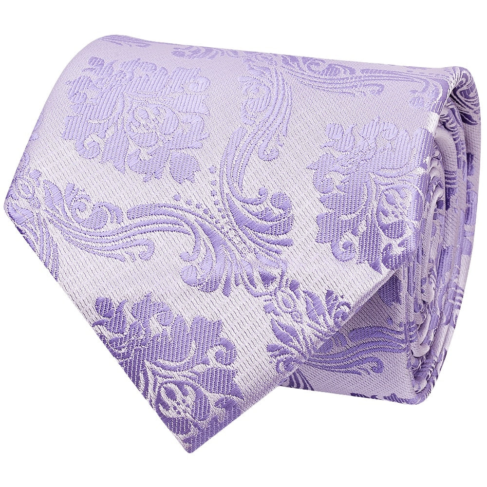 Lilac Paisley Classic Mens Tie And Pocket Square Set 4