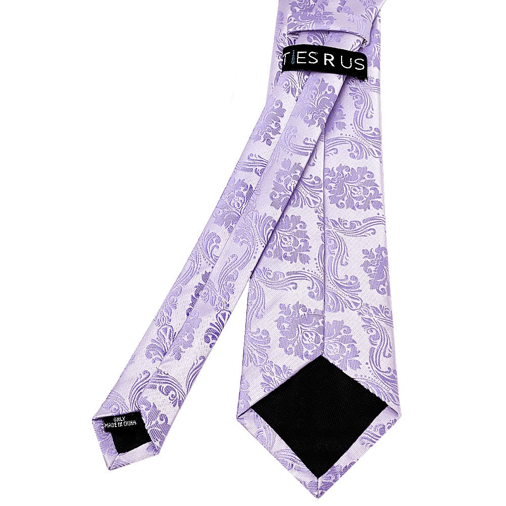 Lilac Paisley Classic Mens Tie And Pocket Square Set 5