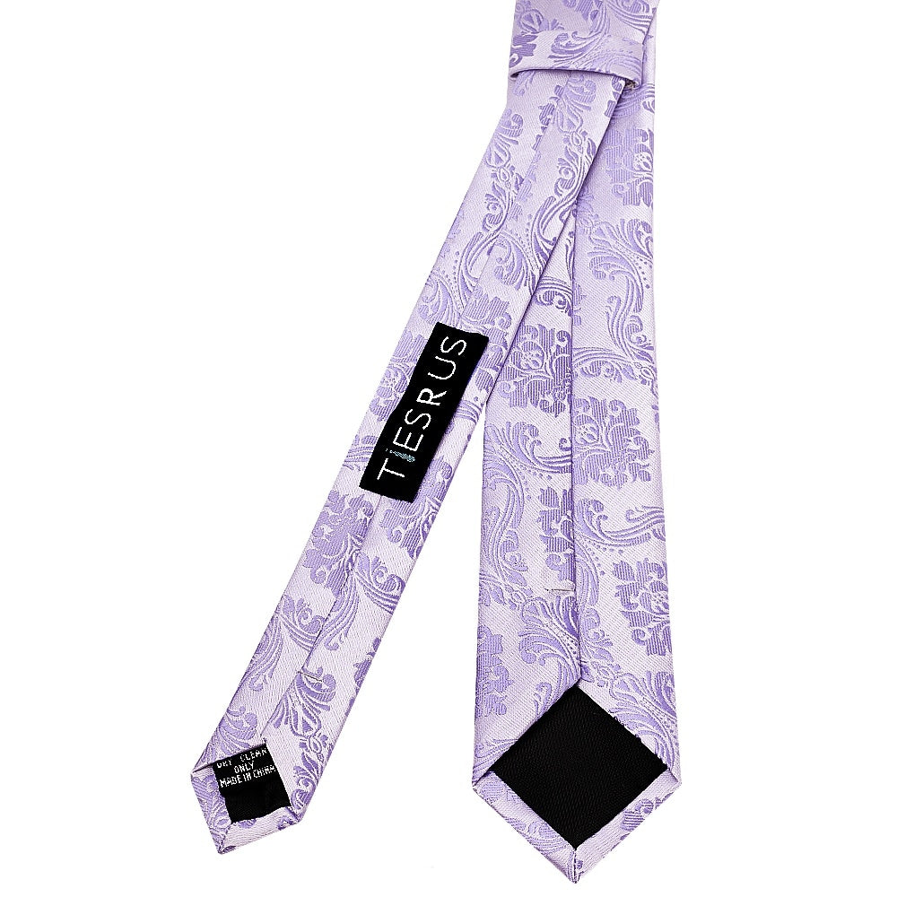 Lilac Paisley Skinny Boys Tie And Pocket Square Set 4