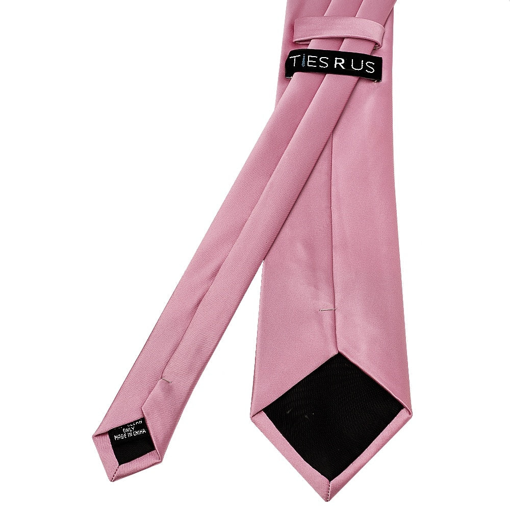 Plain Dusty Pink Satin Classic Mens Tie And Pocket Square Set 5