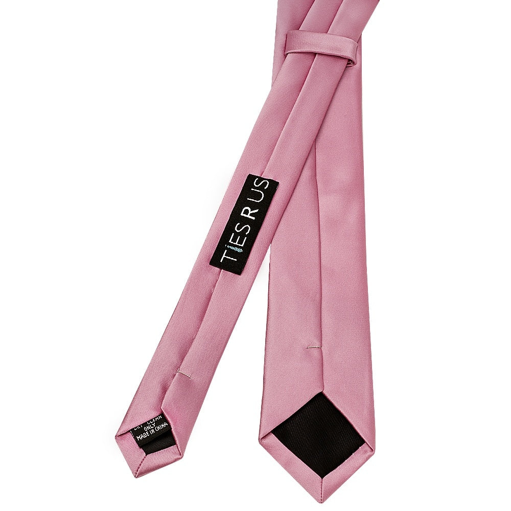 Dusty Pink Satin Skinny Mens Tie and Pocket Square Set