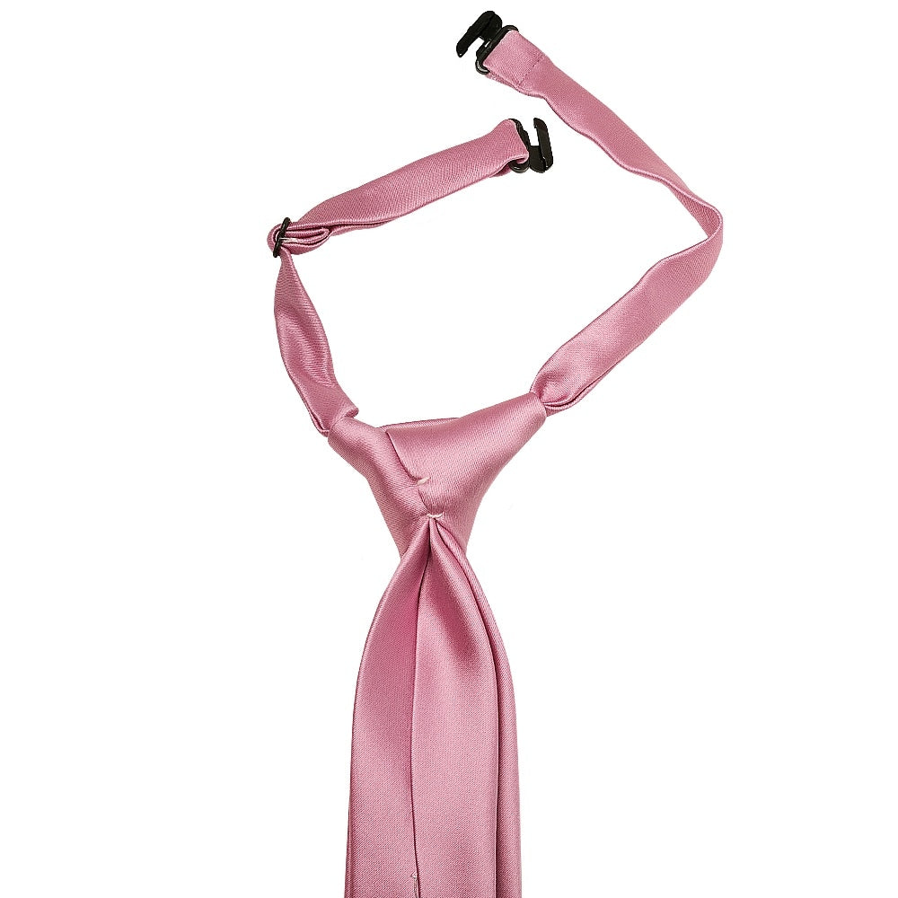 Pre Tied Dusty Pink Satin Boys Tie and Pocket Square Set Age 4-7
