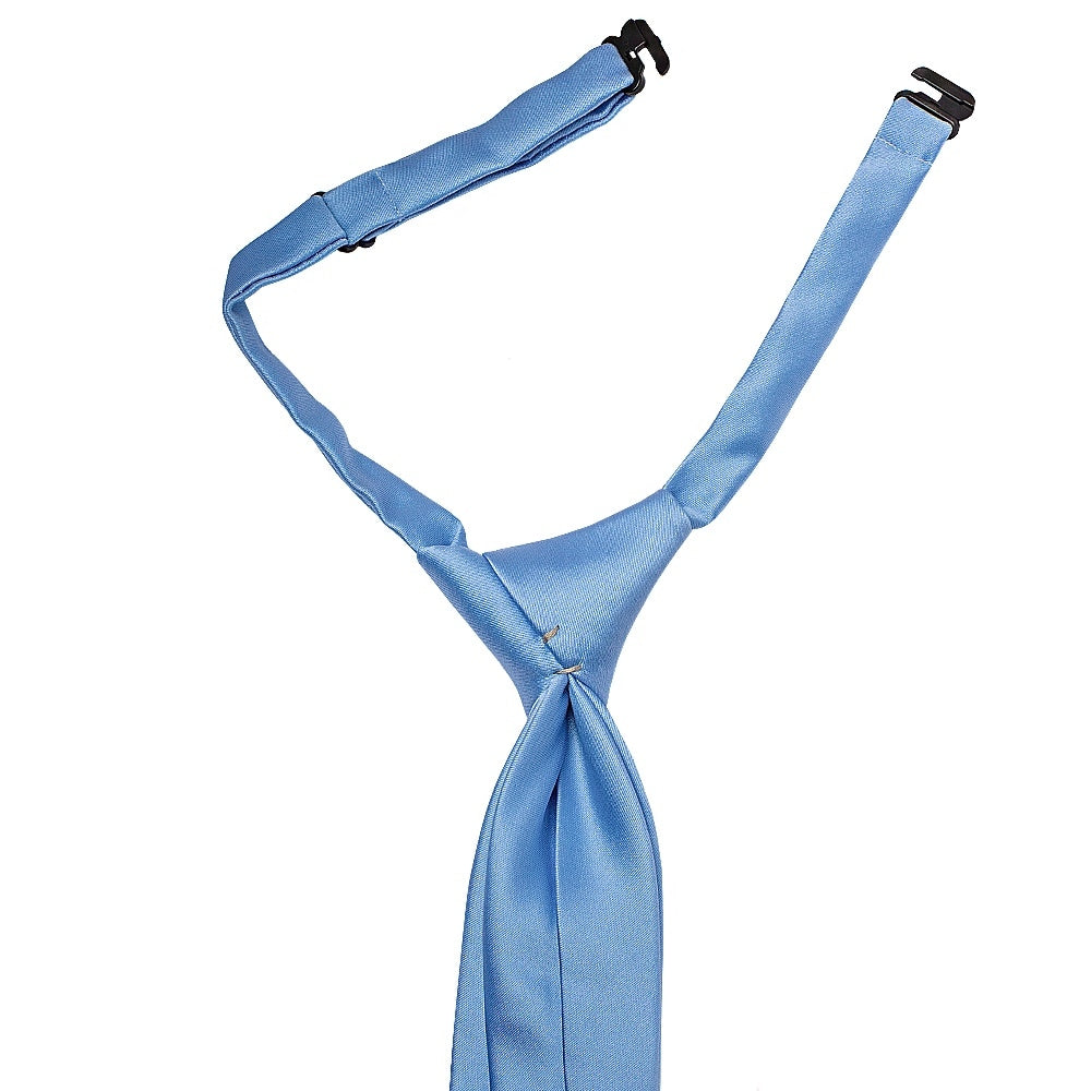 Pre Tied Steel Blue Satin Boys Tie And Pocket Square Set Age 4 7 3