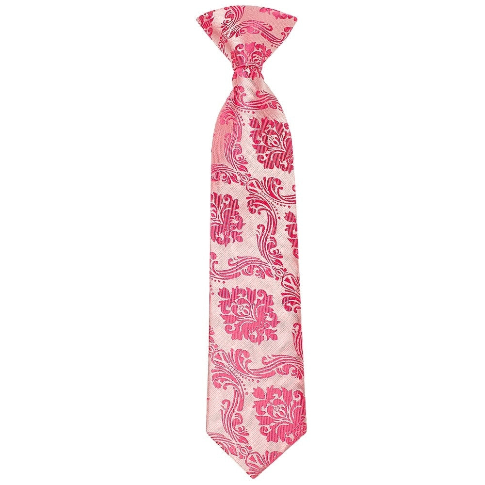 Pre Tied Light Coral Paisley Boys Tie And Pocket Square Set Age 4 7 2