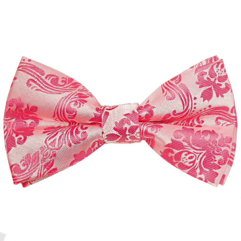 Pre Tied Light Coral Paisley Boys Bow Tie And Pocket Square Set Age 4 7 2
