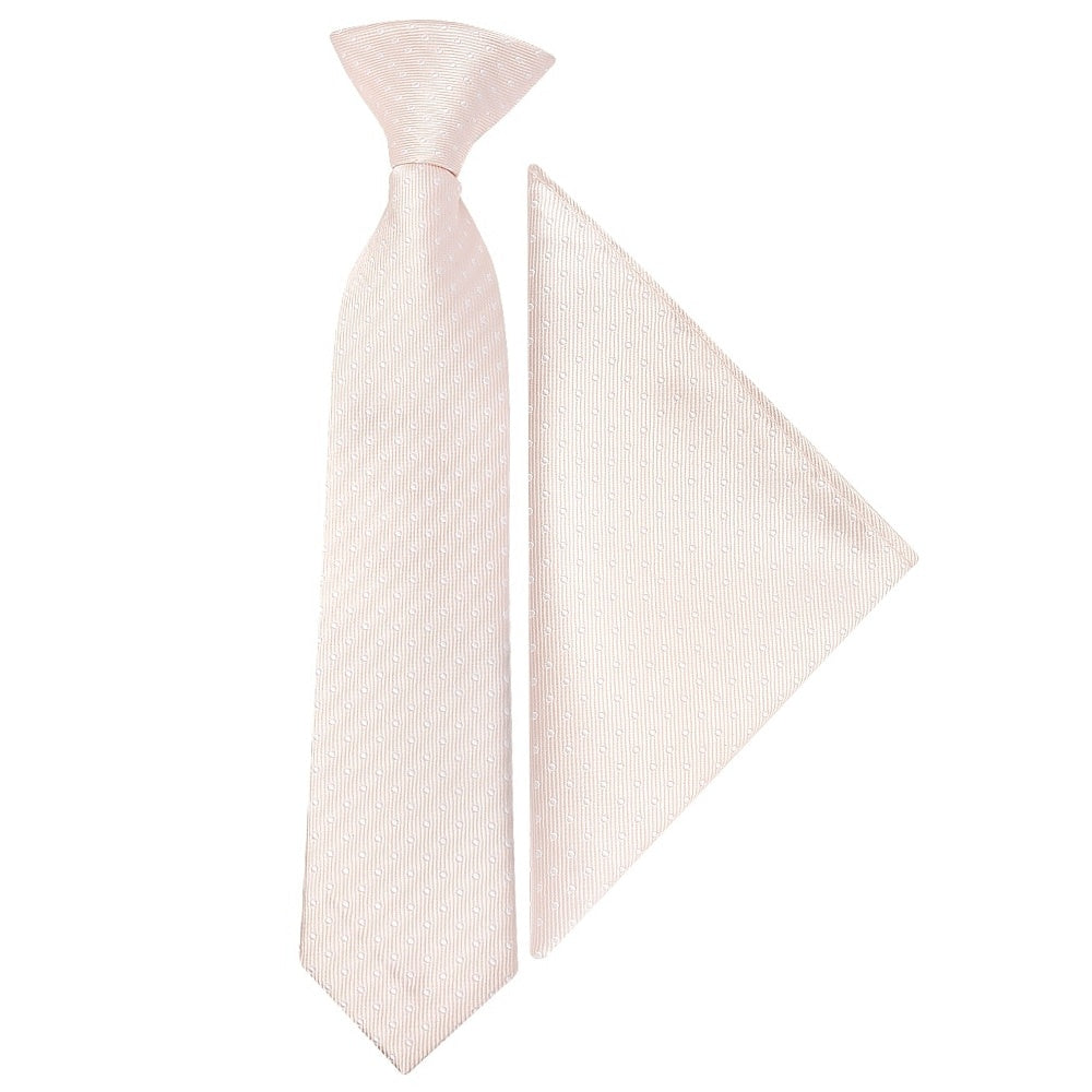 Pre Tied Blush Polka Dot Boys Tie And Pocket Square Set Age 4 7 1