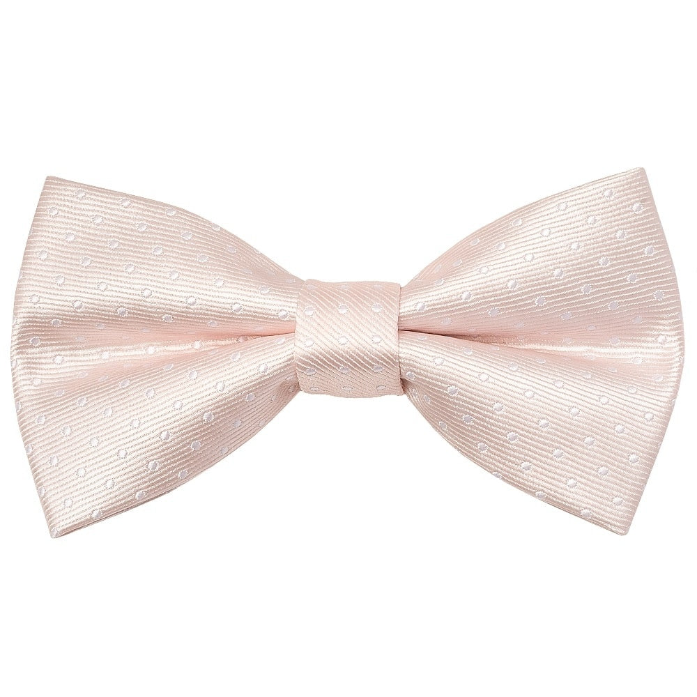 Pre Tied Blush Polka Dot Boys Bow Tie and Pocket Square Set Age 4-7