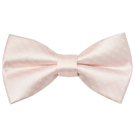 Pre Tied Blush Polka Dot Boys Bow Tie And Pocket Square Set Age 4 7 2