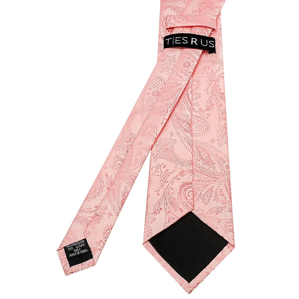 Light Pink Paisley Classic Mens Tie Pocket Square Set 5