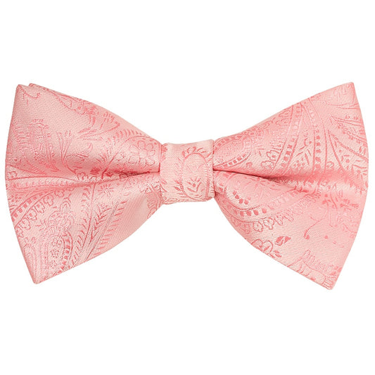Pre Tied Light Pink Paisley Boys Bow Tie And Pocket Square Set 2
