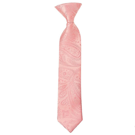 Pre Tied Light Pink Paisley Boys Tie And Pocket Square Set Age 4 7 2