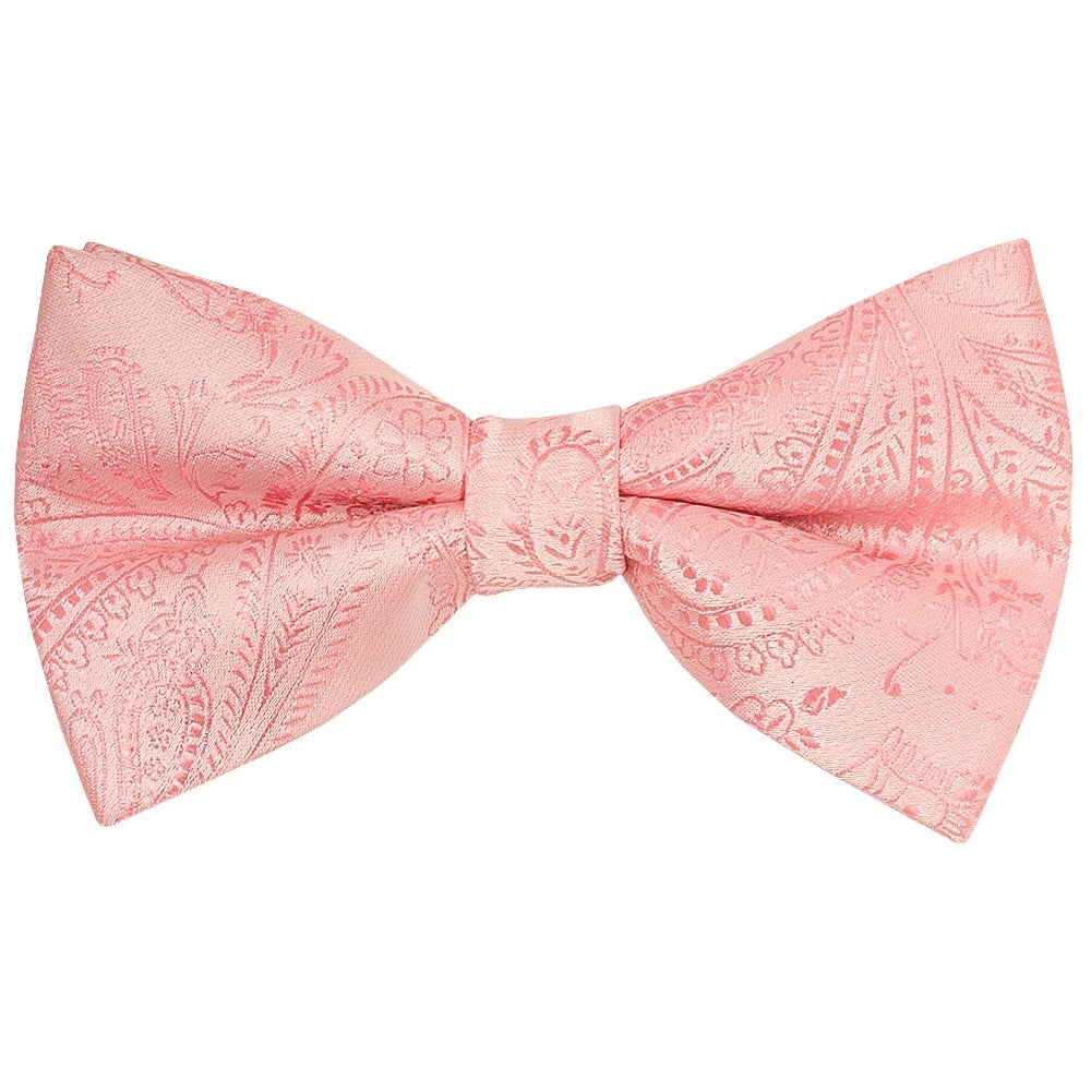 Pre Tied Light Pink Paisley Bow Tie And Pocket Square Set Age 4 7 2
