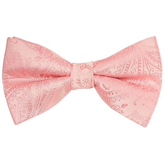 Pre Tied Light Pink Paisley Bow Tie And Pocket Square Set Age 4 7 2