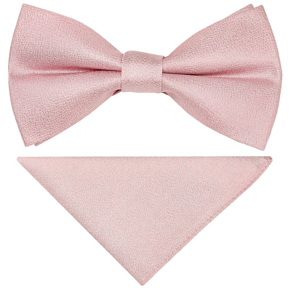 Pre Tied Dusty Rose Silk Boys Bow Tie And Pocket Square Set Age 8 11 1
