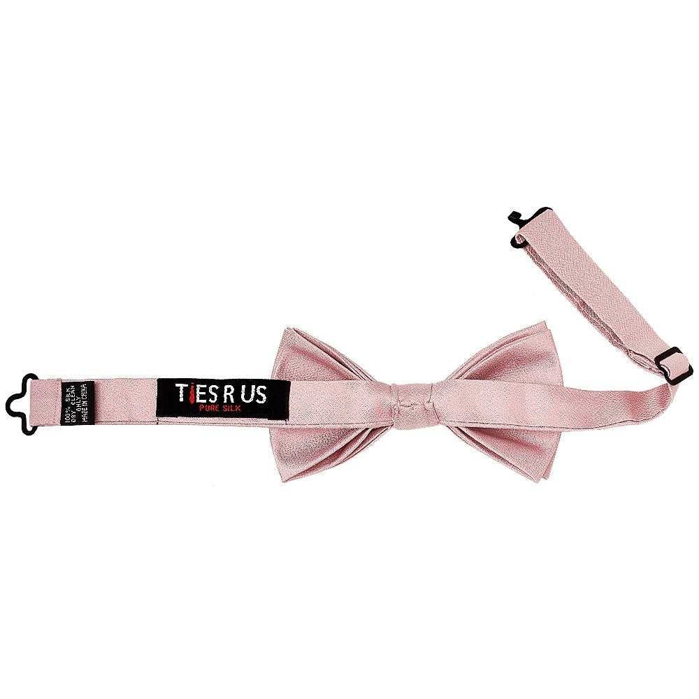 Pre Tied Dusty Rose Silk Boys Bow Tie And Pocket Square Set Age 8 11 3