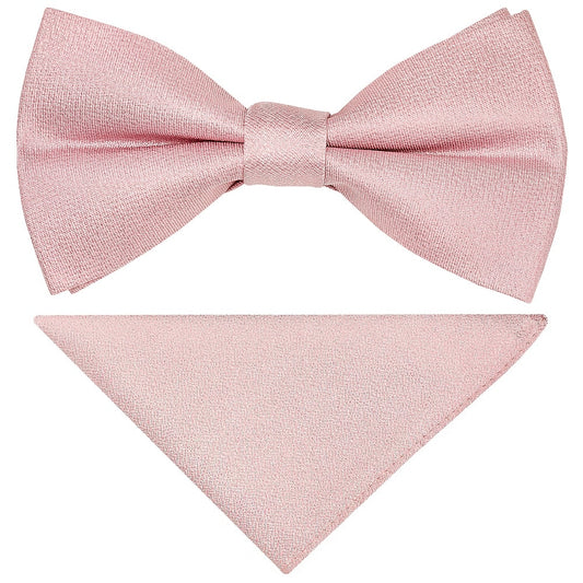 Pre Tied Dusty Rose Silk Boys Bow Tie And Pocket Square Set Age 4 7 1