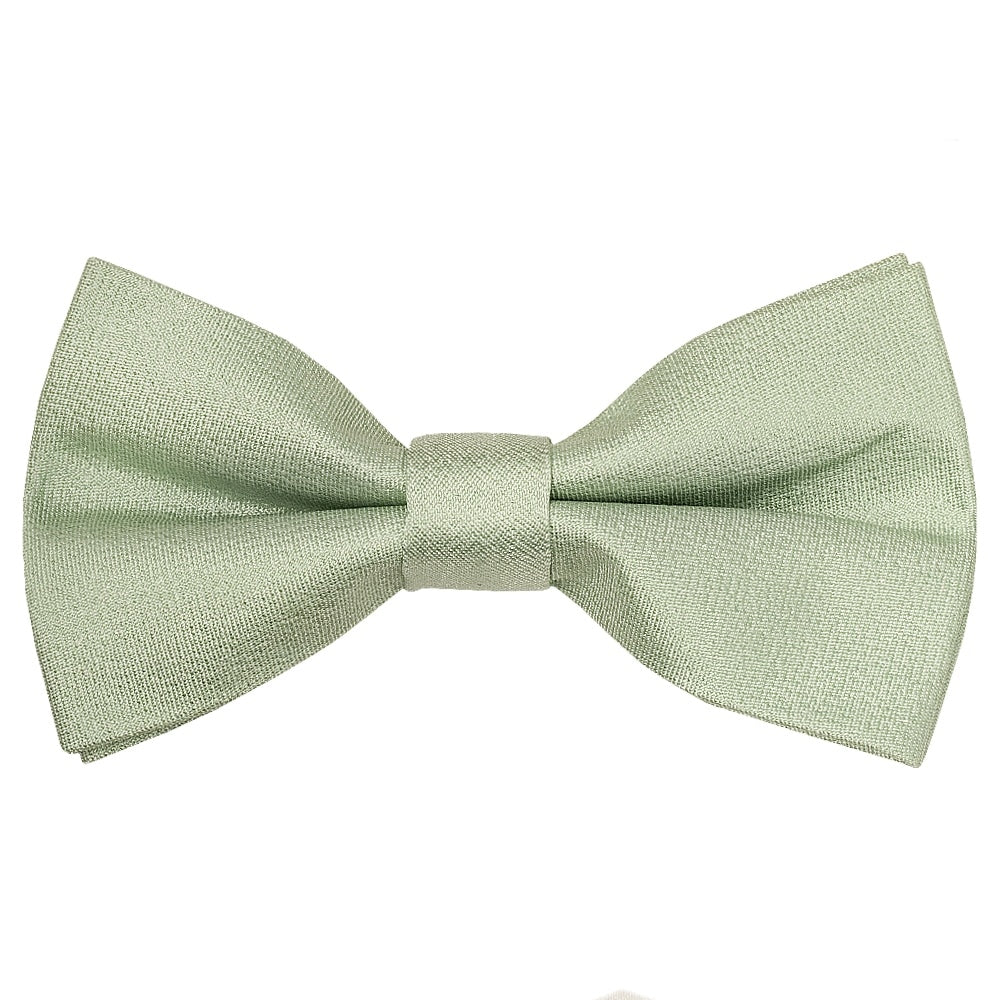 Pre Tied Light Sage Green Silk Boys Bow Tie Age 4 7 1