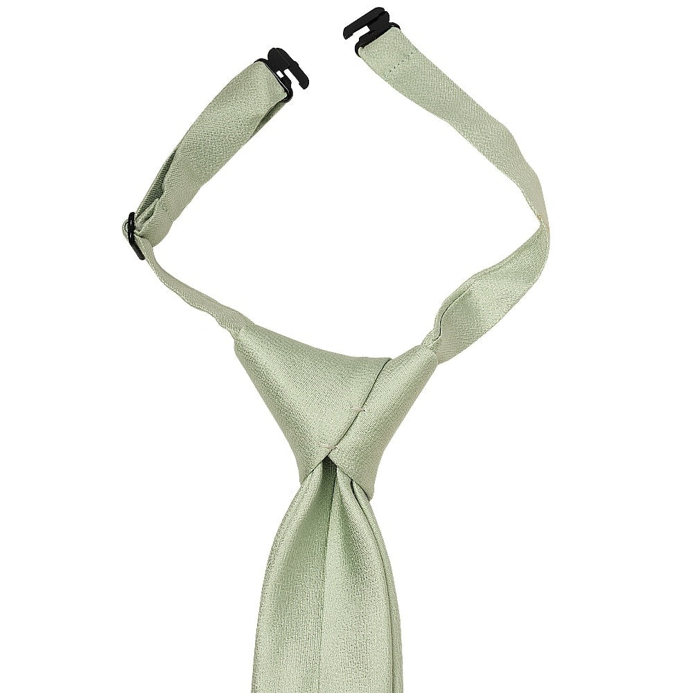 Pre Tied Light Sage Green Silk Boys Tie And Pocket Square Set Age 4 7 3