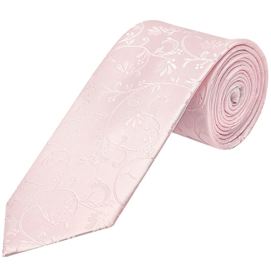 Blush Pink Floral Classic Mens Tie And Pocket Square Set 2