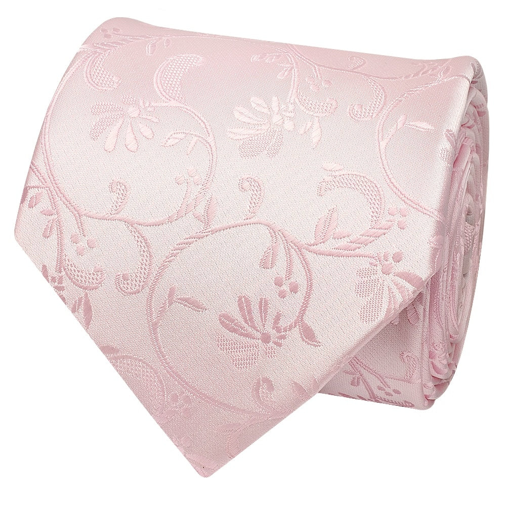 Blush Pink Floral Classic Mens Tie And Pocket Square Set 3