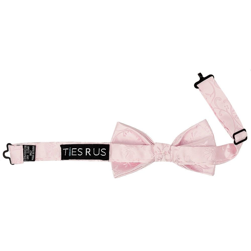 Pre Tied Blush Pink Floral Boys Bow Tie And Pocket Square Set 3