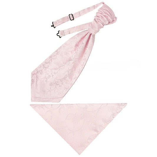 Blush Pink Floral Mens Cravat Tie And Pocket Square Set 1