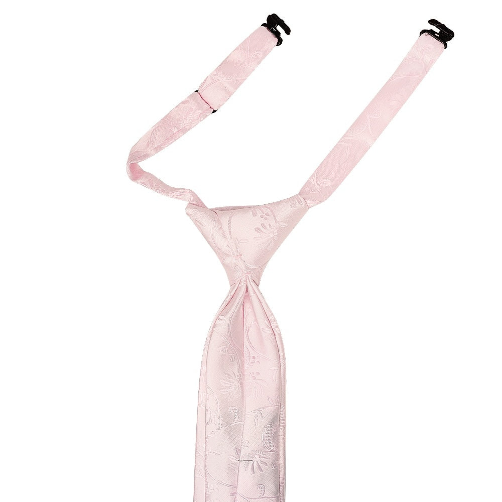 Pre Tied Blush Pink Floral Boys Tie And Pocket Square Set Age 4 7 3