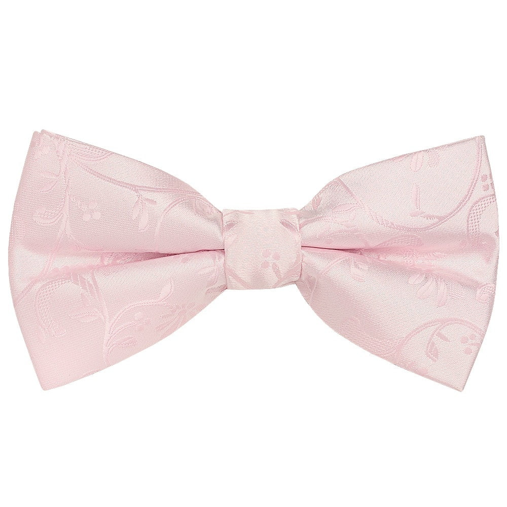 Pre Tied Blush Pink Floral Boys Bow Tie And Pocket Square Set Age 4 7 2