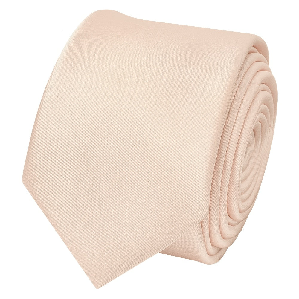 Plain Blush Satin Skinny Mens Tie And Pocket Square Set 3