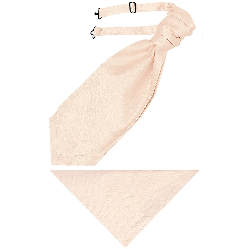 Plain Blush Satin Mens Cravat Tie and Pocket Square Set