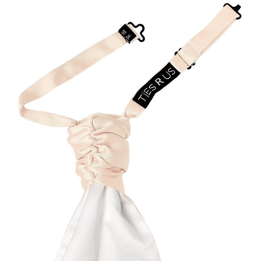 Plain Blush Satin Mens Cravat Tie And Pocket Square Set 3