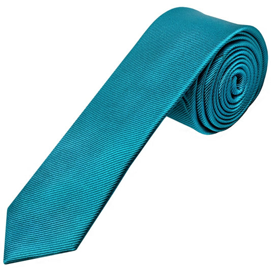 Turquoise Silk Twill Skinny Mens Tie and Pocket Square Set