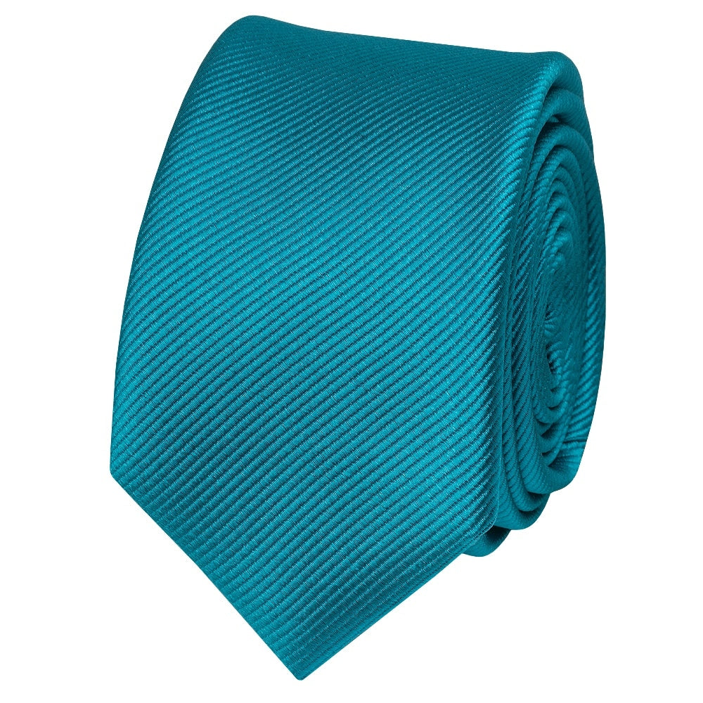 Turquoise Silk Twill Skinny Mens Tie and Pocket Square Set