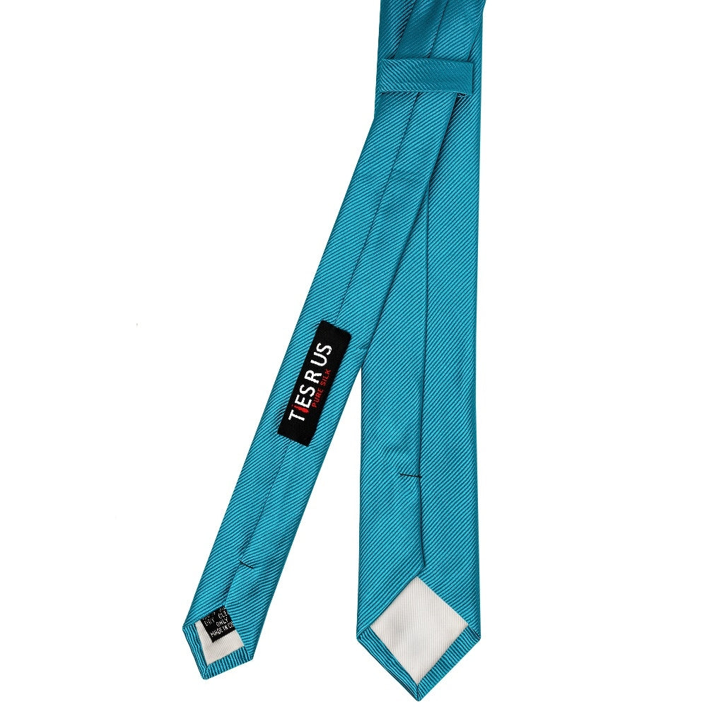 Turquoise Silk Twill Skinny Mens Tie And Pocket Square Set 4