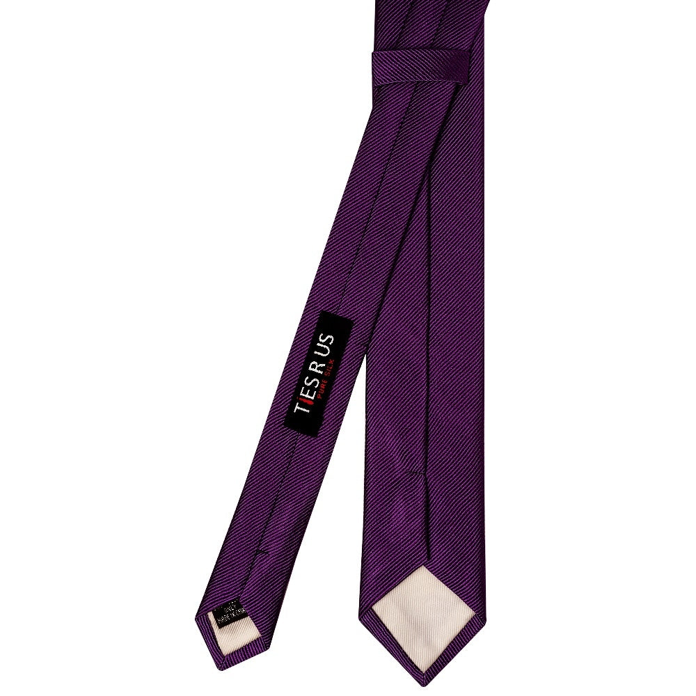 Purple Silk Twill Skinny Mens Tie 3