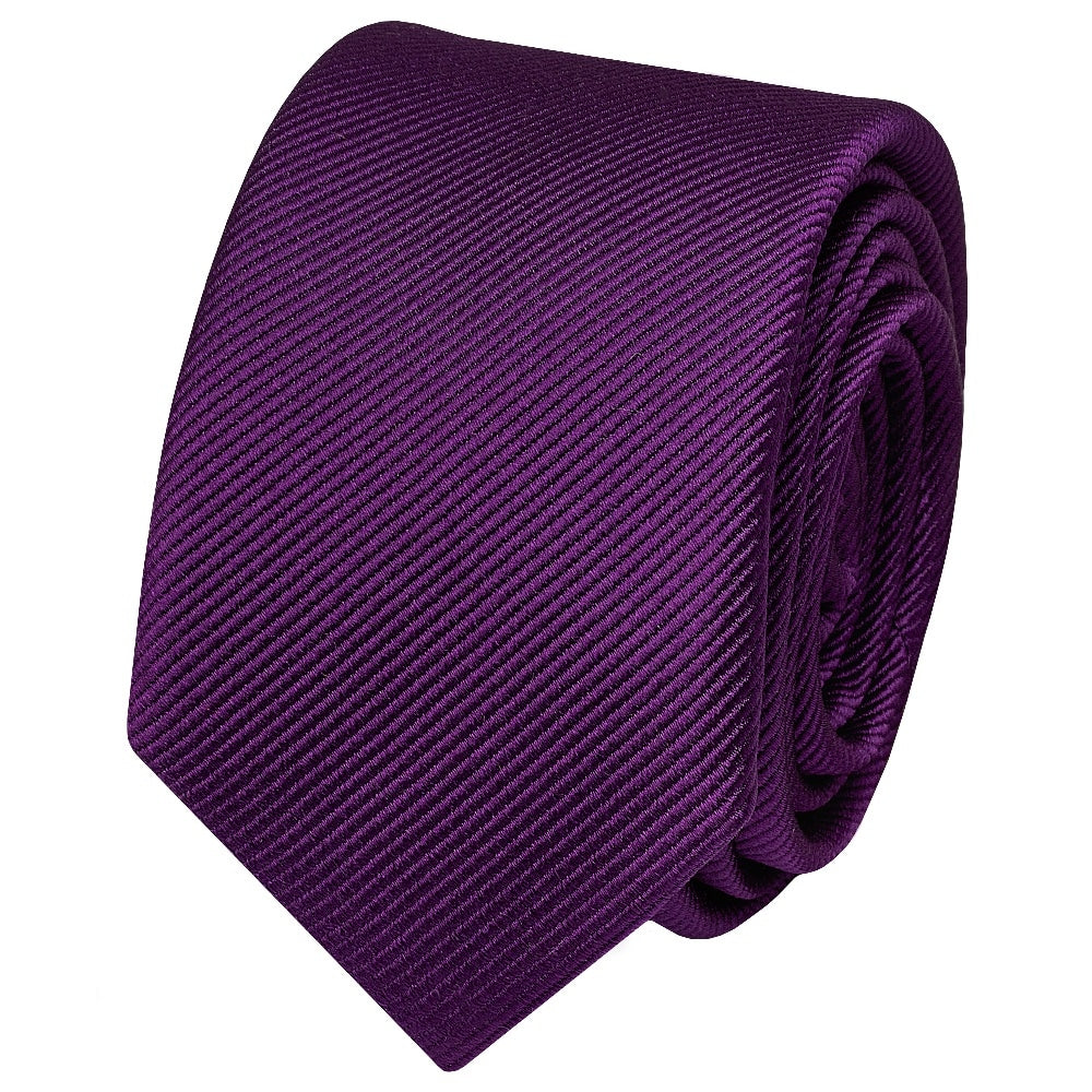 Purple Silk Twill Skinny Mens Tie And Pocket Square Set 3
