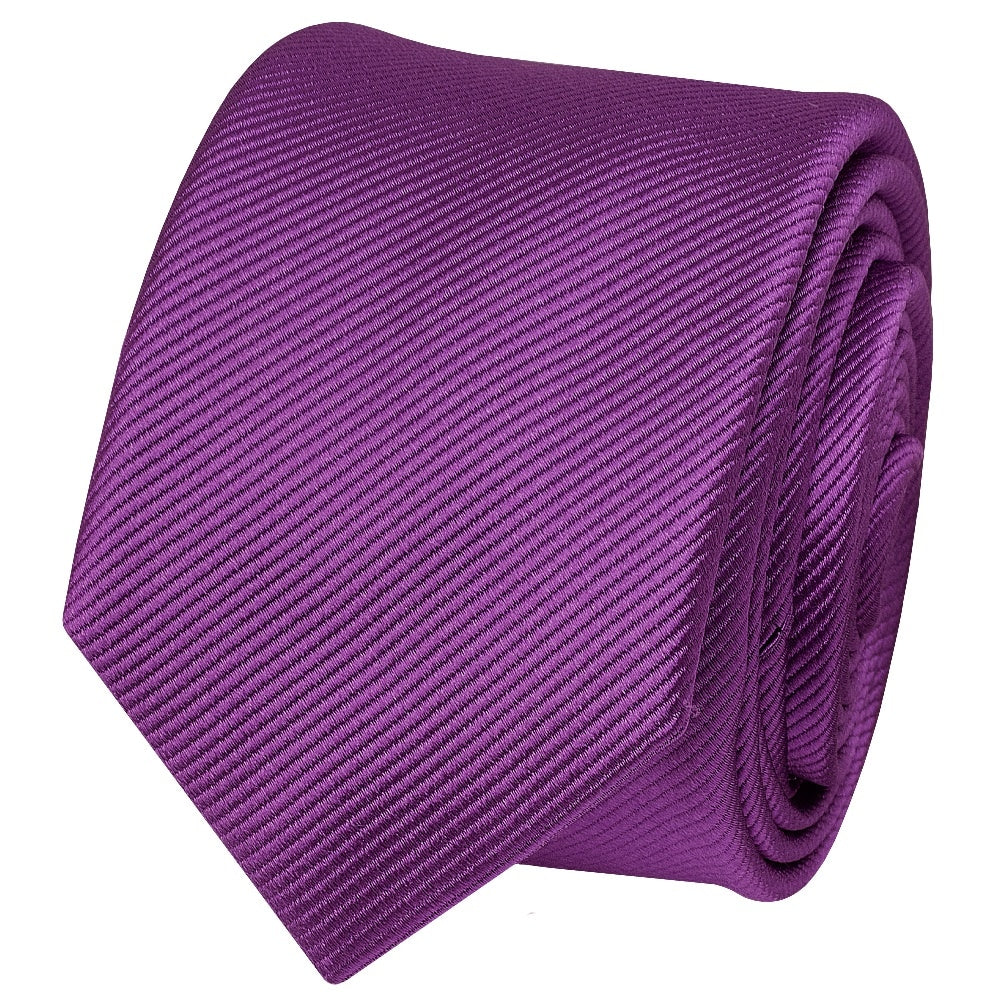 Cadbury Purple Silk Twill Skinny Mens Tie And Pocket Square Set 3