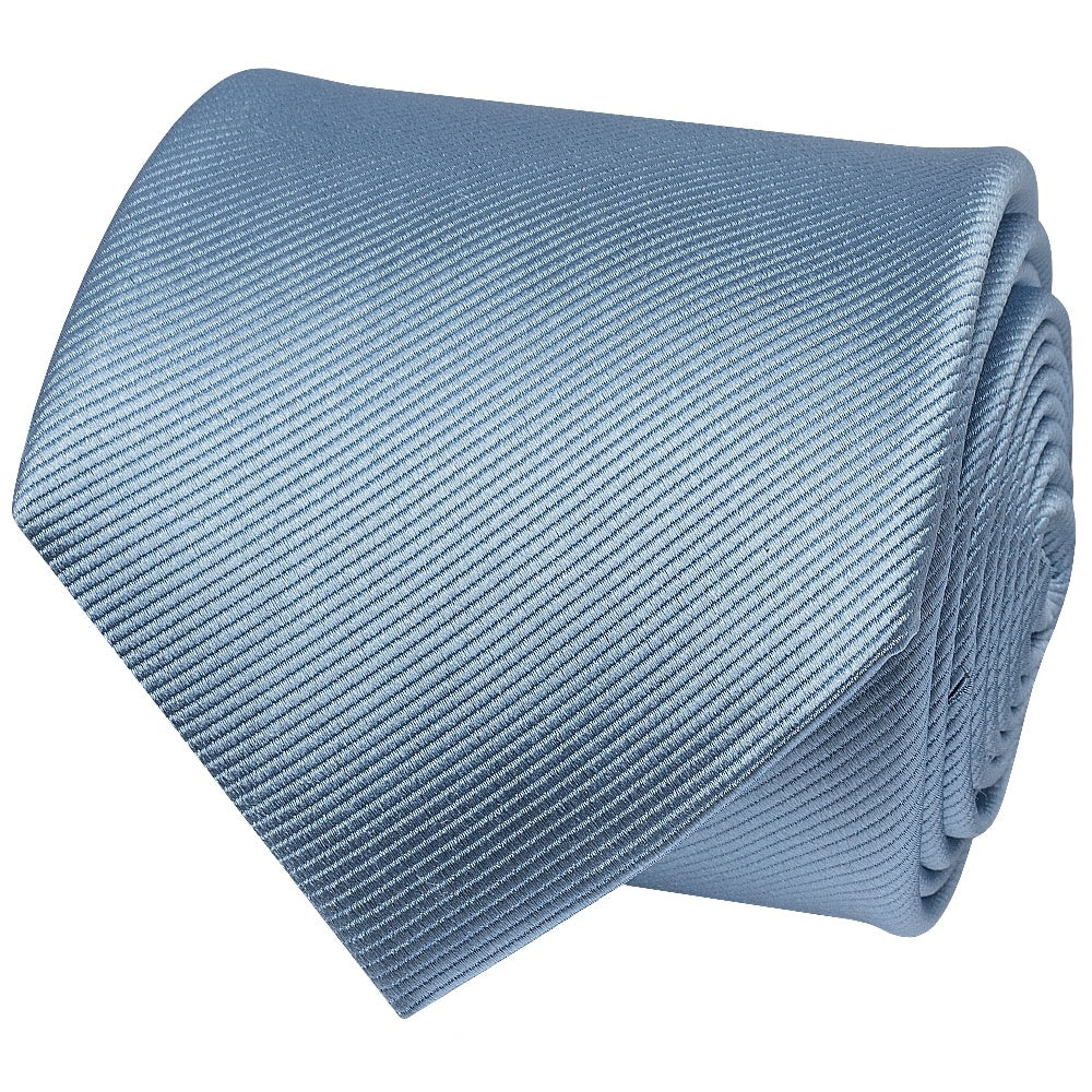 Light Blue Silk Twill Classic Mens Tie And Pocket Square Set 4