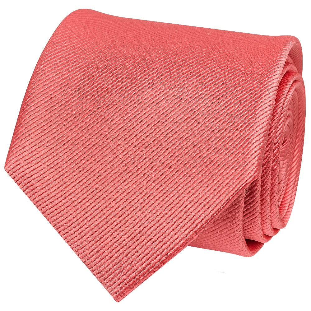Salmon Pink Silk Twill Classic Mens Tie And Pocket Square Set 4