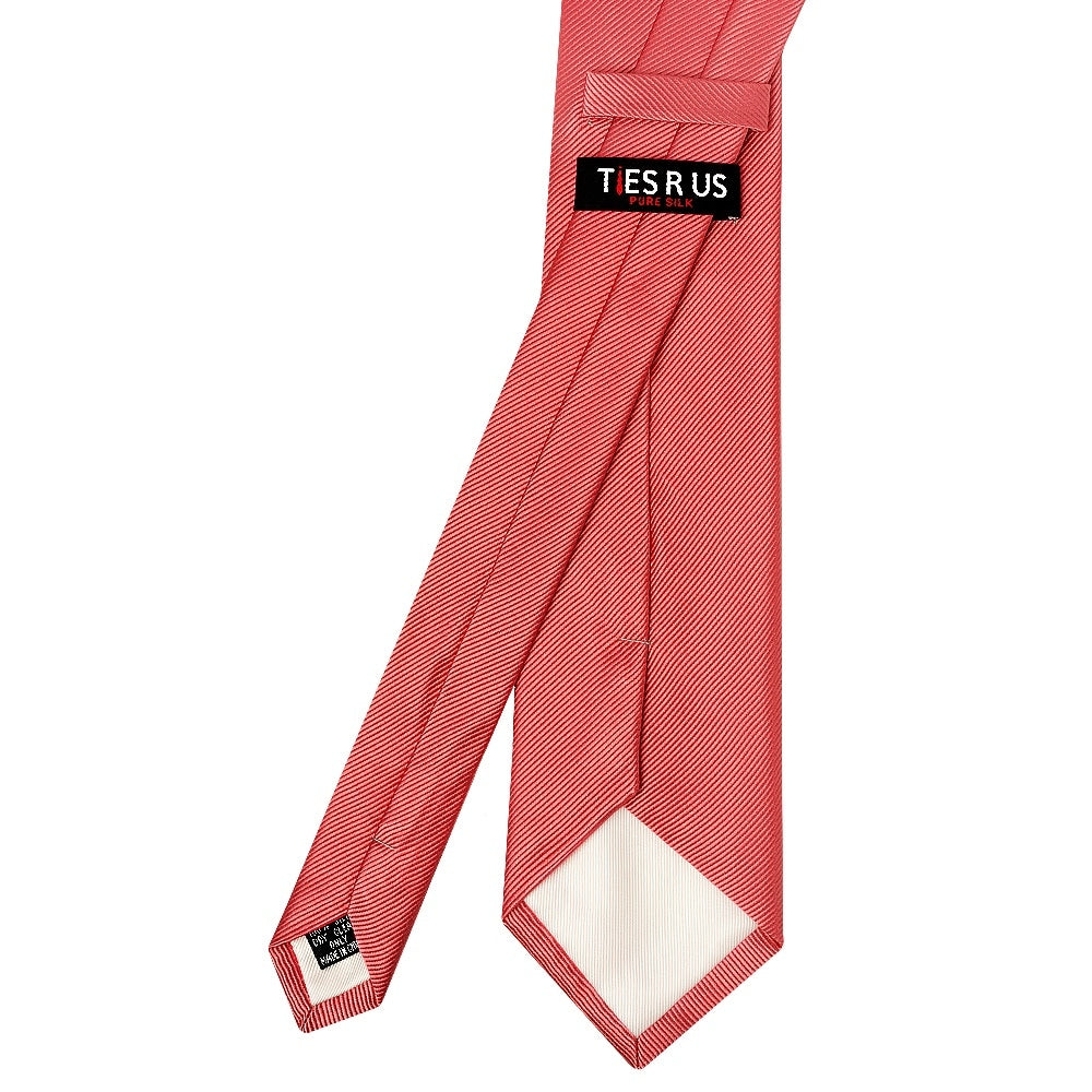 Salmon Pink Silk Twill Classic Mens Tie And Pocket Square Set 5