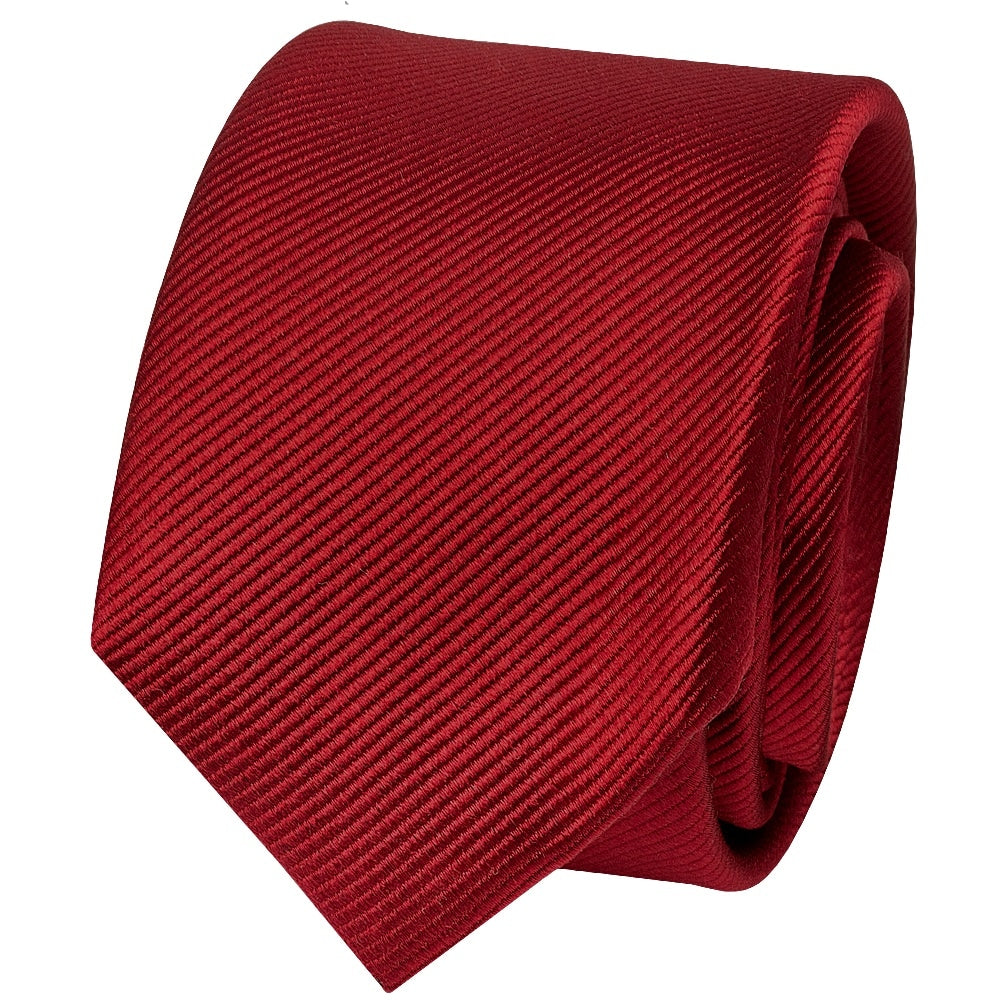Red Silk Twill Skinny Mens Tie And Pocket Square Set 3