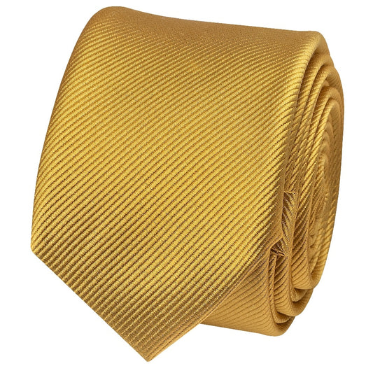 Mustard Yellow Silk Twill Skinny Mens Tie 2