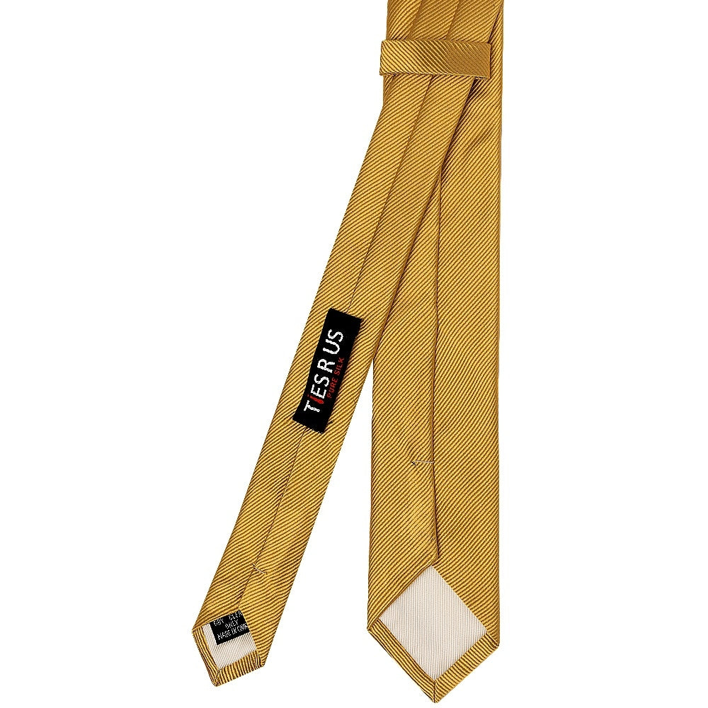 Mustard Yellow Silk Twill Skinny Mens Tie 3