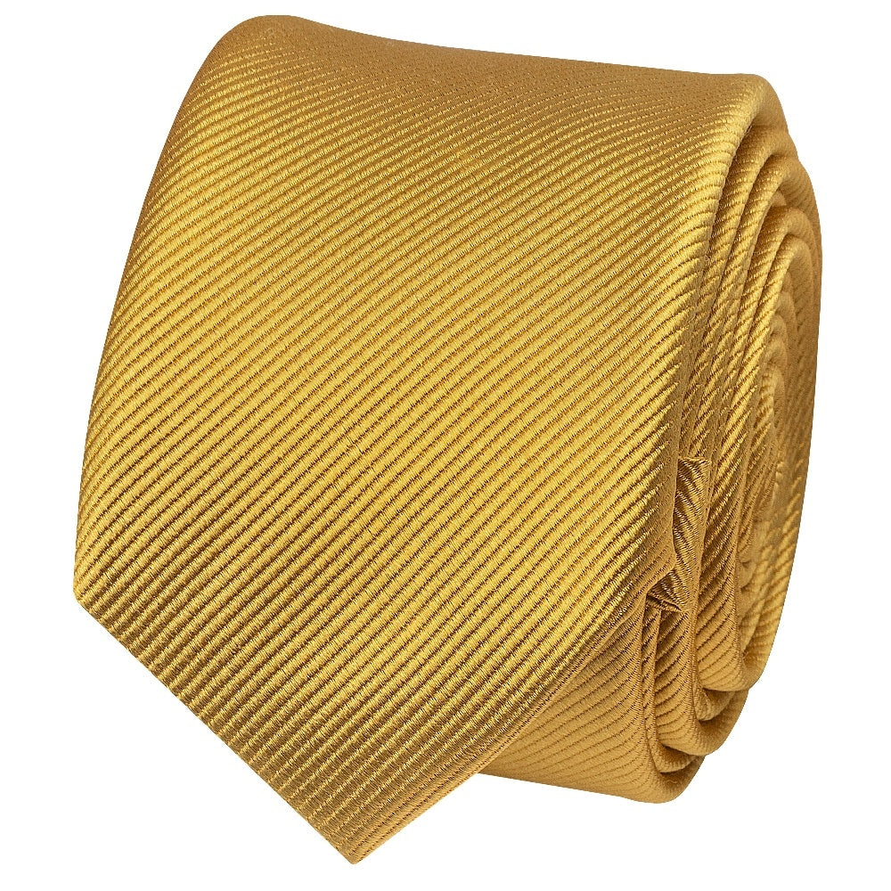Mustard Yellow Silk Twill Skinny Mens Tie And Pocket Square Set 3