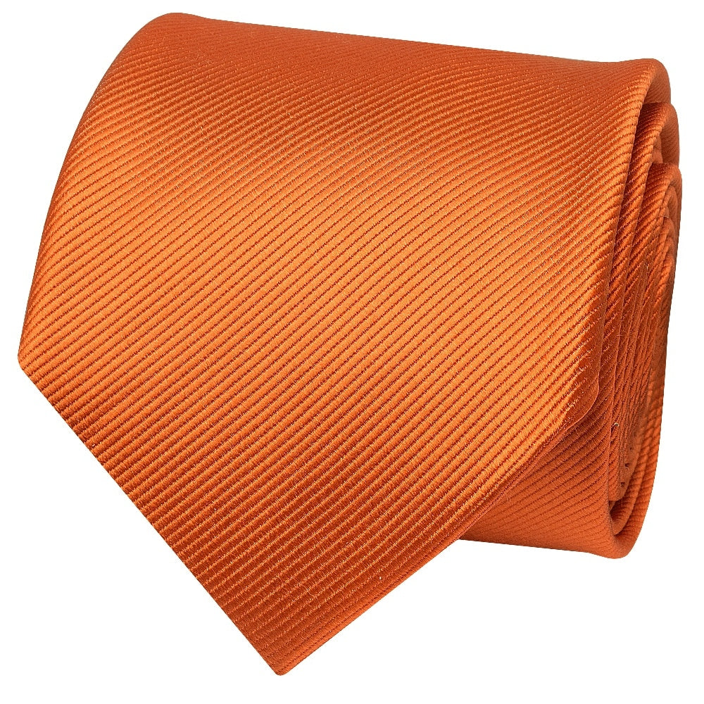 Orange Silk Twill Classic Mens Tie And Pocket Square Set 4